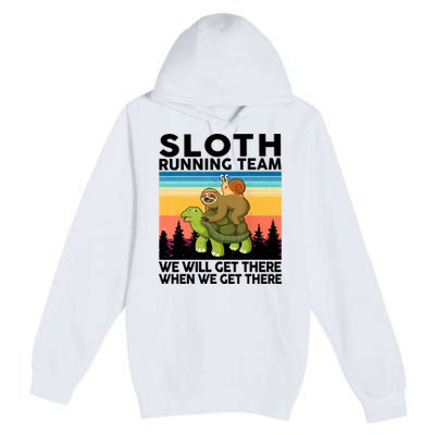 Sloth Running Team Women Men Gift Funny Running Premium Pullover Hoodie