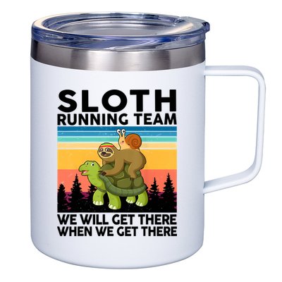 Sloth Running Team Women Men Gift Funny Running 12oz Stainless Steel Coffee Mug