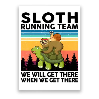 Sloth Running Team Women Men Gift Funny Running Poster