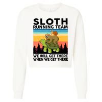 Sloth Running Team Women Men Gift Funny Running Cropped Pullover Crew