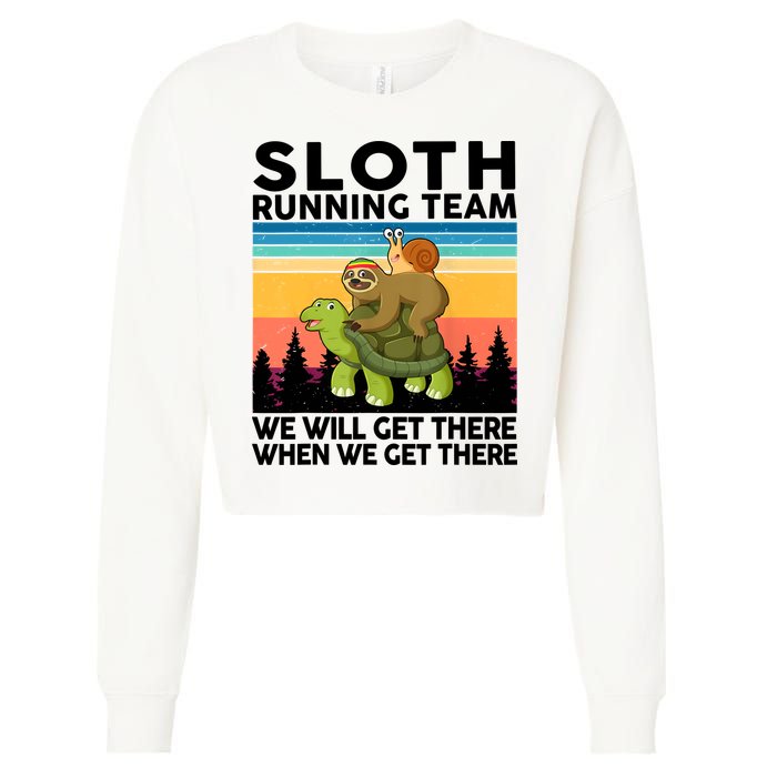 Sloth Running Team Women Men Gift Funny Running Cropped Pullover Crew