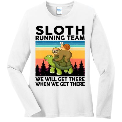 Sloth Running Team Women Men Gift Funny Running Ladies Long Sleeve Shirt