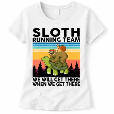 Sloth Running Team Women Men Gift Funny Running Womens T-Shirt