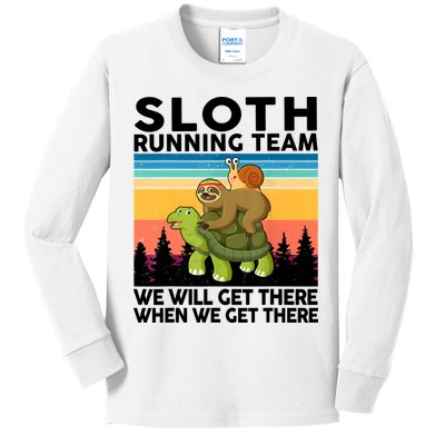 Sloth Running Team Women Men Gift Funny Running Kids Long Sleeve Shirt