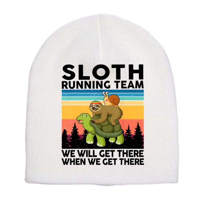 Sloth Running Team Women Men Gift Funny Running Short Acrylic Beanie