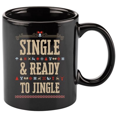 Single & Ready To Jingle Chrismas 11oz C Handle Ceramic Mug