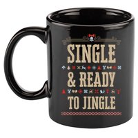 Single & Ready To Jingle Chrismas 11oz C Handle Ceramic Mug