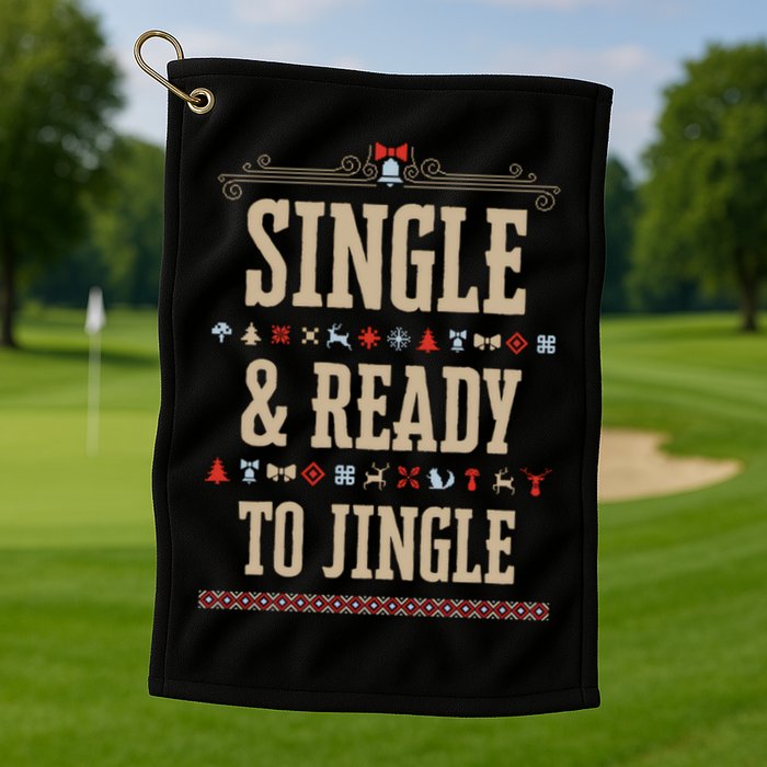 Single & Ready To Jingle Chrismas Golf Towel