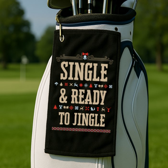 Single & Ready To Jingle Chrismas Golf Towel