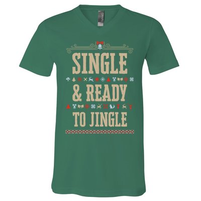 Single & Ready To Jingle Chrismas V-Neck T-Shirt