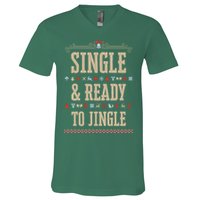 Single & Ready To Jingle Chrismas V-Neck T-Shirt