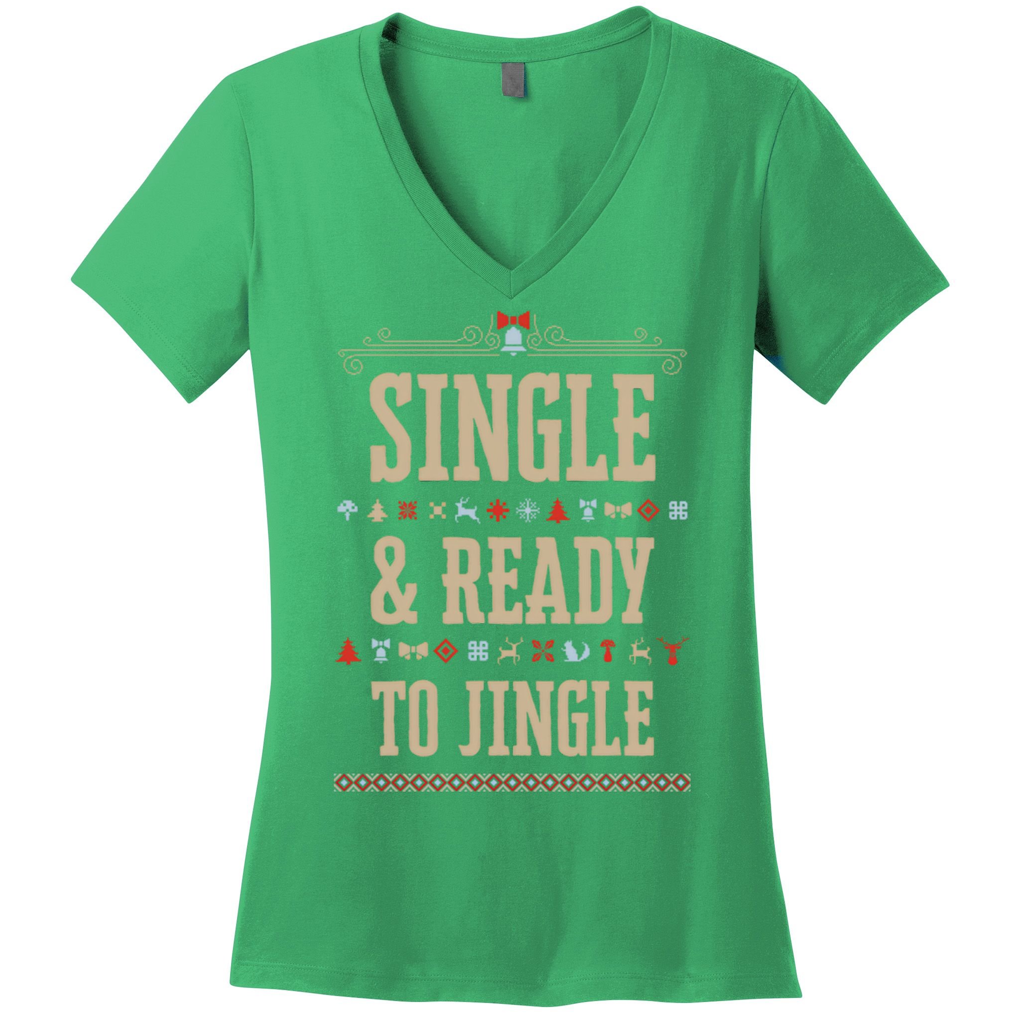 Single & Ready To Jingle Chrismas Women's V-Neck T-Shirt