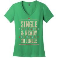 Single & Ready To Jingle Chrismas Women's V-Neck T-Shirt