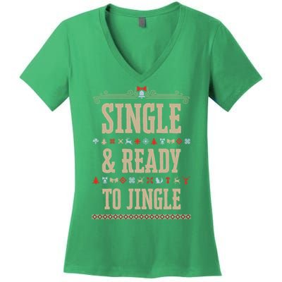 Single & Ready To Jingle Christmas Women's V-Neck T-Shirt