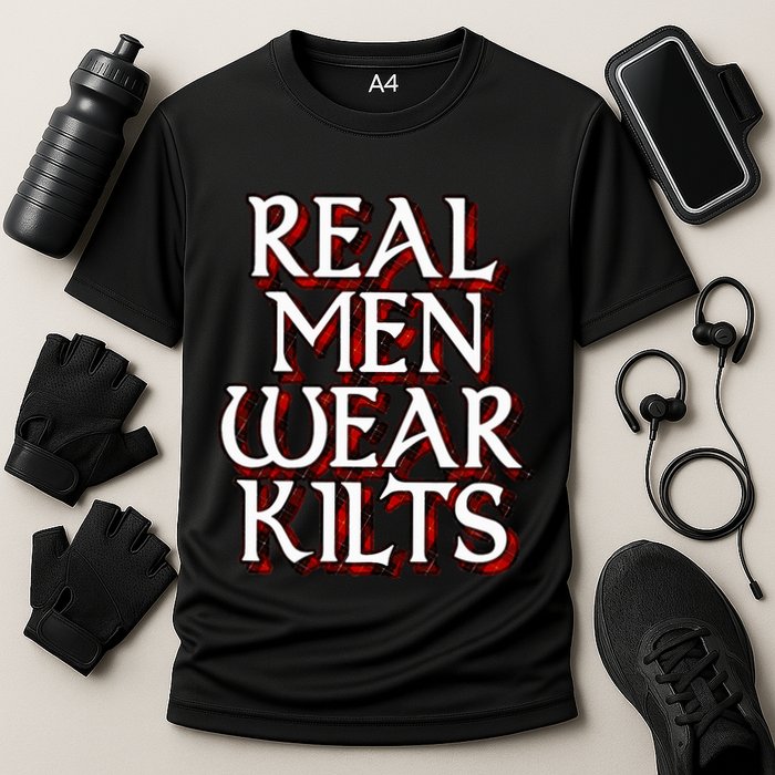 Scottish Red Tartan Plaid Real Wear Kilts Cooling Performance Crew T-Shirt