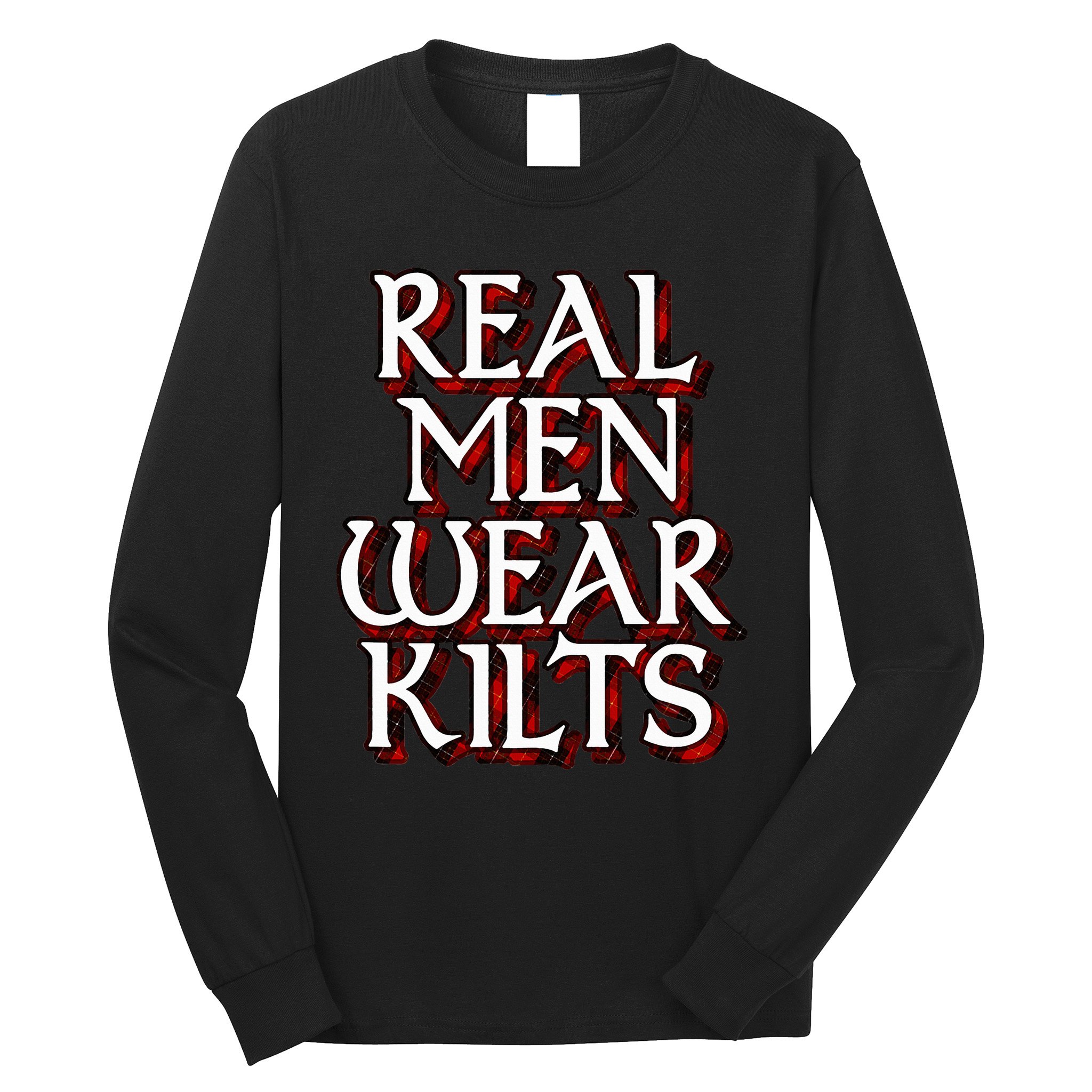 Scottish Red Tartan Plaid Real Wear Kilts Long Sleeve Shirt