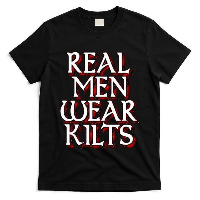 Scottish Red Tartan Plaid Real Wear Kilts T-Shirt