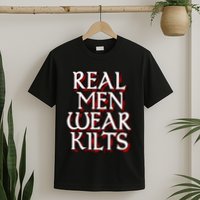 Scottish Red Tartan Plaid Real Wear Kilts T-Shirt
