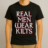 Scottish Red Tartan Plaid Real Wear Kilts T-Shirt