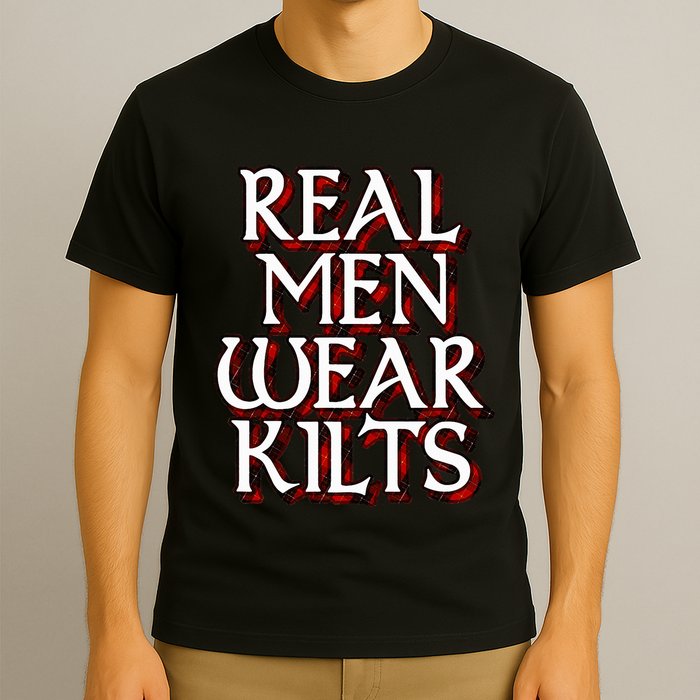 Scottish Red Tartan Plaid Real Wear Kilts T-Shirt