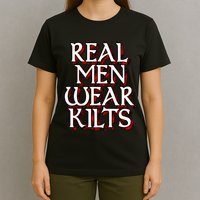 Scottish Red Tartan Plaid Real Wear Kilts T-Shirt