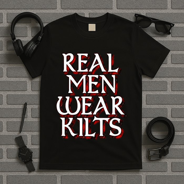 Scottish Red Tartan Plaid Real Wear Kilts T-Shirt