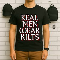 Scottish Red Tartan Plaid Real Wear Kilts T-Shirt