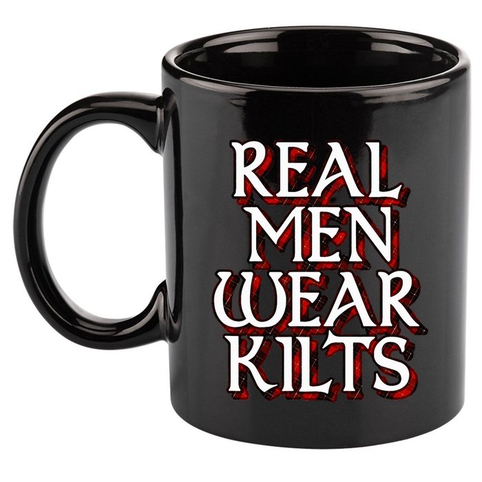 Scottish Red Tartan Plaid Real Wear Kilts 11oz C Handle Ceramic Mug