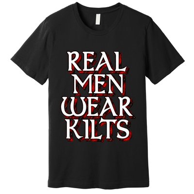 Scottish Red Tartan Plaid Real Wear Kilts Premium T-Shirt