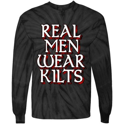 Scottish Red Tartan Plaid Real Wear Kilts Tie-Dye Long Sleeve Shirt
