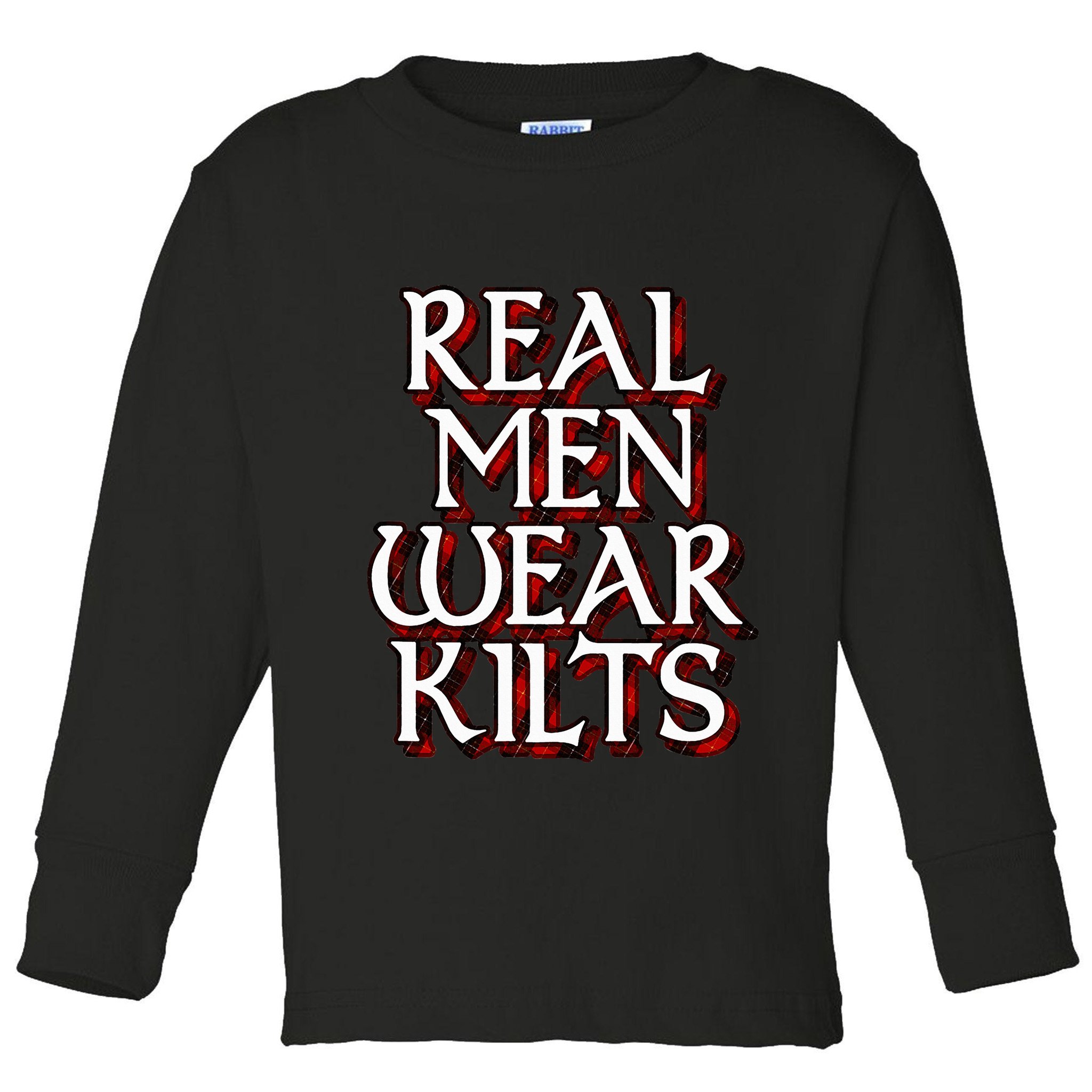 Scottish Red Tartan Plaid Real Wear Kilts Toddler Long Sleeve Shirt