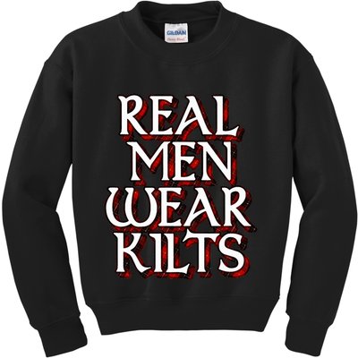 Scottish Red Tartan Plaid Real Wear Kilts Kids Sweatshirt