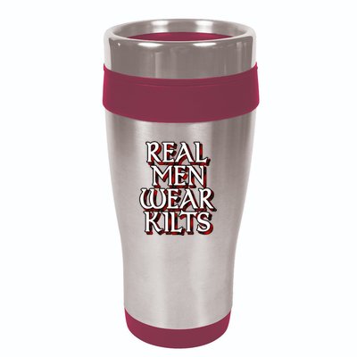 Scottish Red Tartan Plaid Real Wear Kilts 16oz Travel Tumbler
