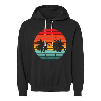 Summer Retro Tropical Sunset Garment-Dyed Fleece Hoodie