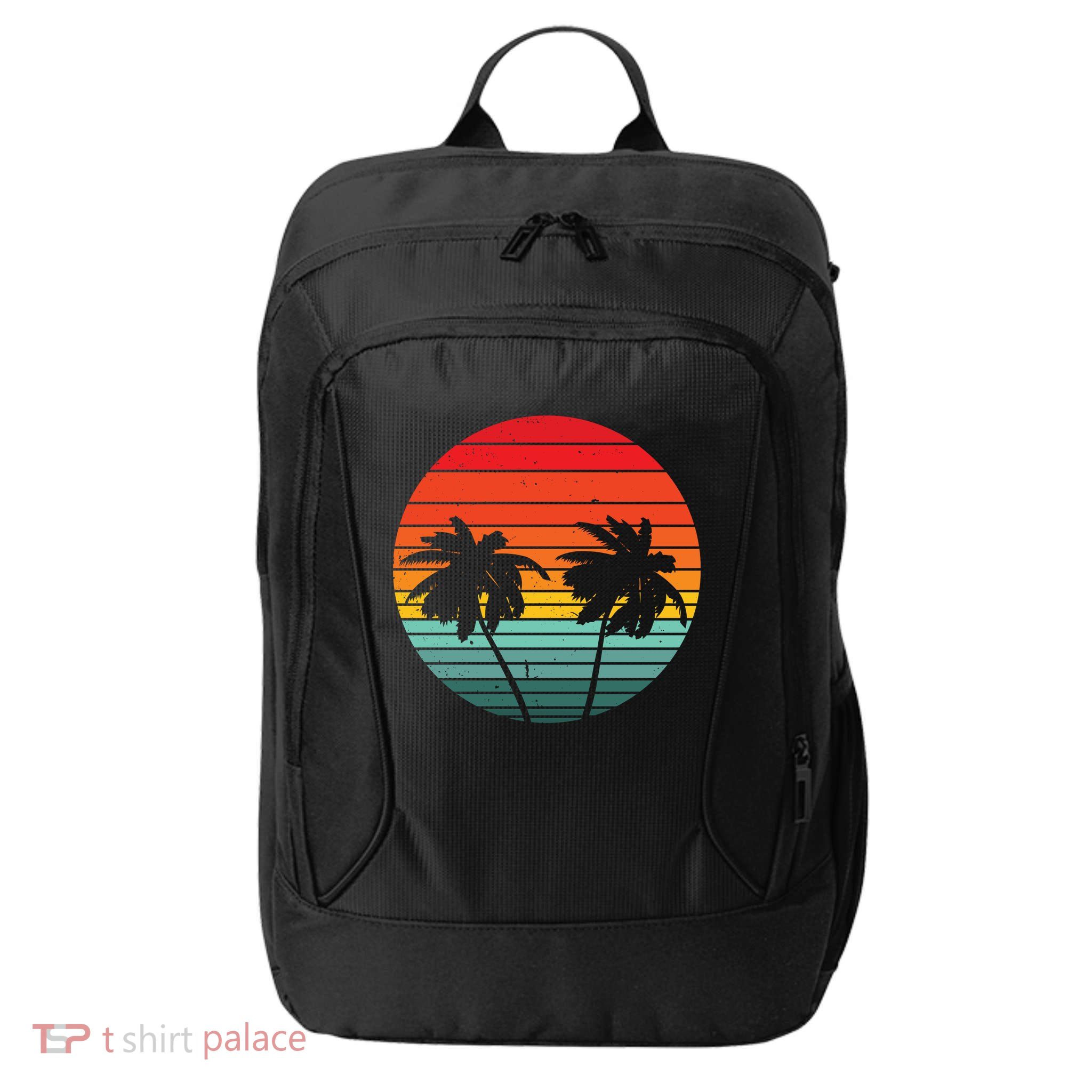 Summer Retro Tropical Sunset City Backpack