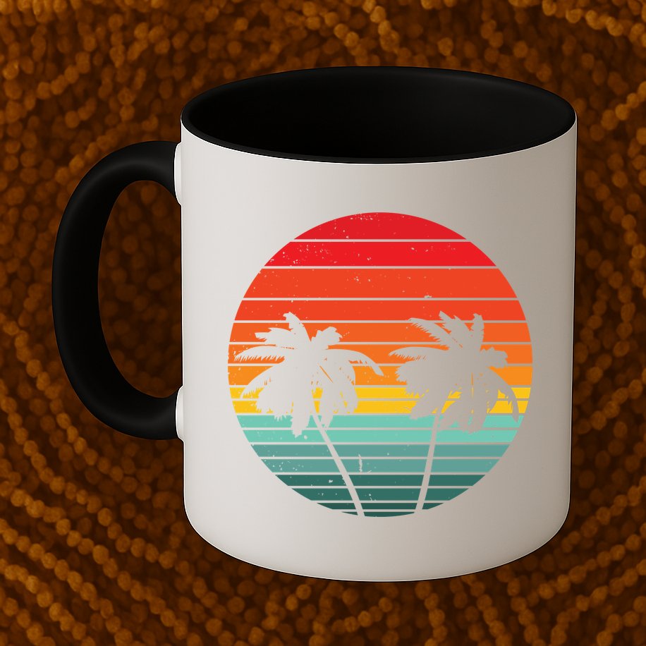 Summer Retro Tropical Sunset Mug