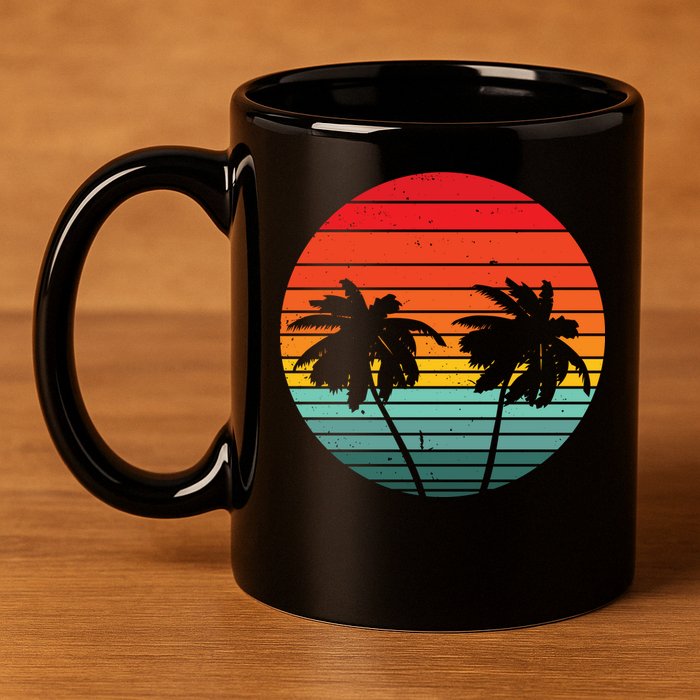 Summer Retro Tropical Sunset 11oz C Handle Ceramic Mug