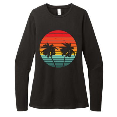 Summer Retro Tropical Sunset Womens CVC Long Sleeve Shirt