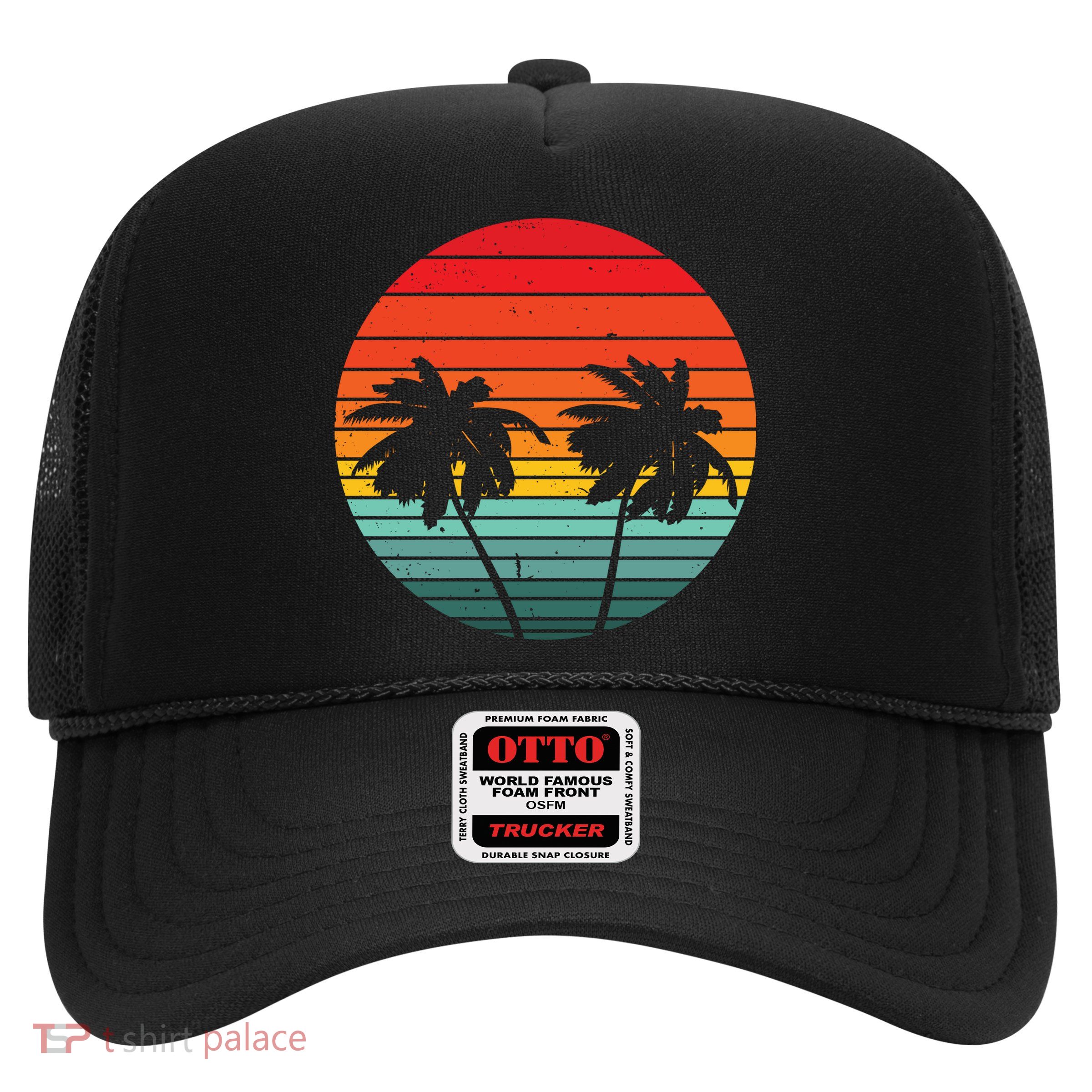 Summer Retro Tropical Sunset Trucker Hat