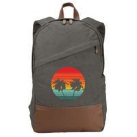 Summer Retro Tropical Sunset Cotton Canvas Backpack