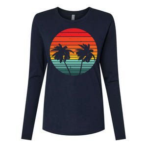 Summer Retro Tropical Sunset Womens Cotton Relaxed Long Sleeve T-Shirt