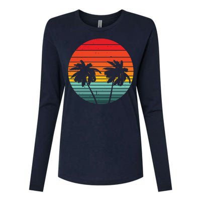 Summer Retro Tropical Sunset Womens Cotton Relaxed Long Sleeve T-Shirt