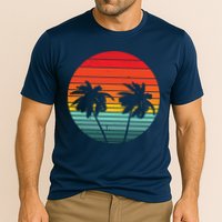 Summer Retro Tropical Sunset Cooling Performance Crew T-Shirt