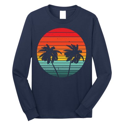 Summer Retro Tropical Sunset Long Sleeve Shirt