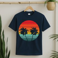 Summer Retro Tropical Sunset T-Shirt