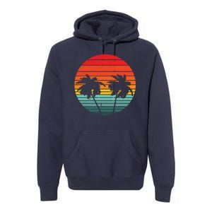 Summer Retro Tropical Sunset Premium Hoodie