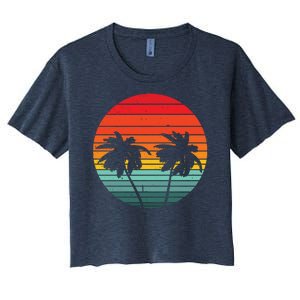 Summer Retro Tropical Sunset Women's Crop Top Tee