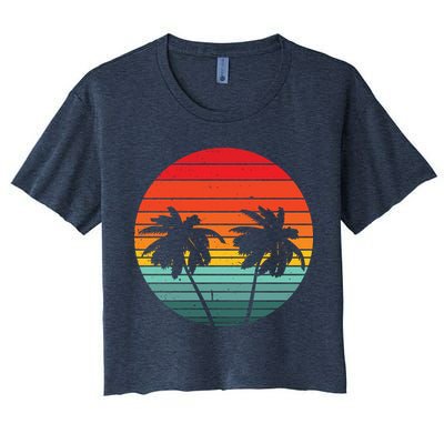 Summer Retro Tropical Sunset Crop Top