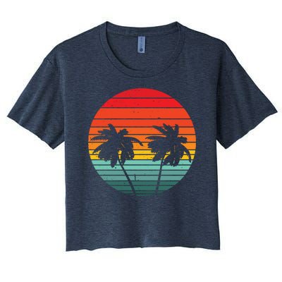 Summer Retro Tropical Sunset Women's Crop Top Tee