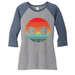 Summer Retro Tropical Sunset Women's Tri-Blend 3/4-Sleeve Raglan Shirt